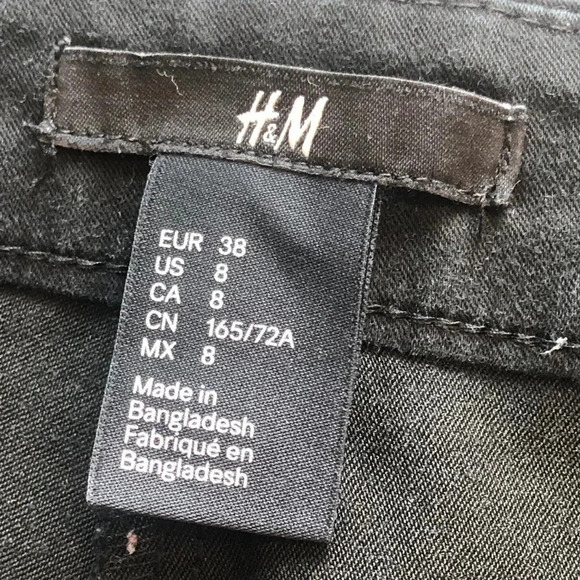 H&M Black Skinny Jeans Dress Pants Ankle Crop Womens Size 8 - Picture 9 of 11